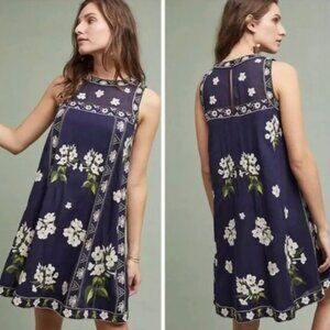 Anthropologie  Maeve ROSA embroidered Swing Dress Size 12